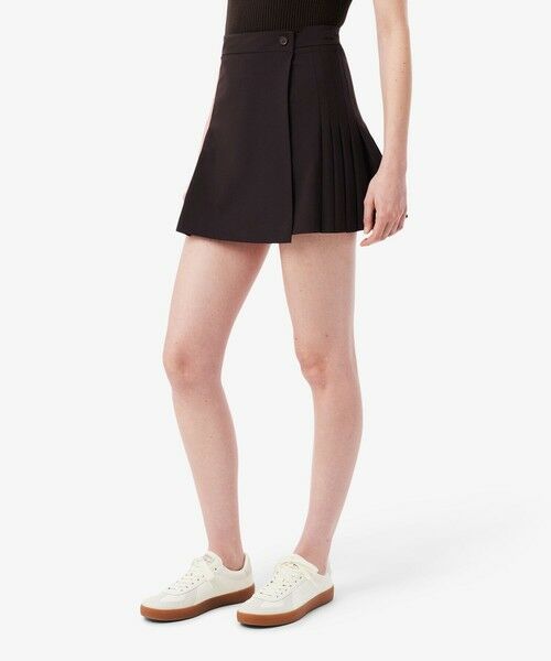 LACOSTE / ラコステ ミニ・ひざ丈スカート | プリーツコンビラップテニススカート（ブラック）