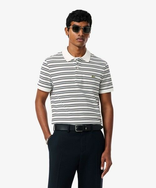 LACOSTE / ラコステ ポロシャツ | マルチボーダー鹿の子地ポロシャツ（ブラック）