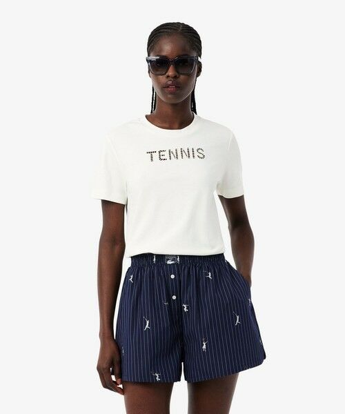 LACOSTE / ラコステ Tシャツ | カットワークテニス刺しゅうTシャツ（オフホワイト）