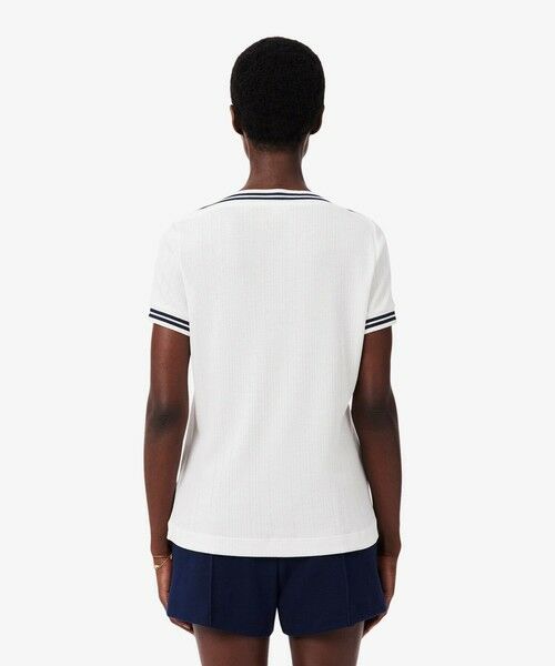 LACOSTE / ラコステ Tシャツ | フランスメイド レース調リブニットボーダー ボートネックTシャツ | 詳細4