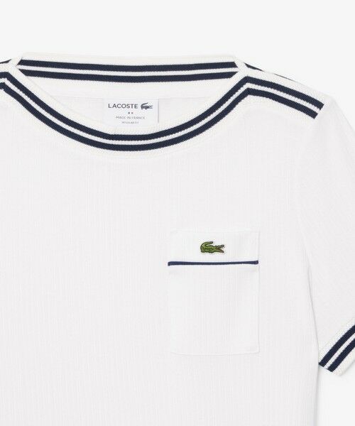 LACOSTE / ラコステ Tシャツ | フランスメイド レース調リブニットボーダー ボートネックTシャツ | 詳細6
