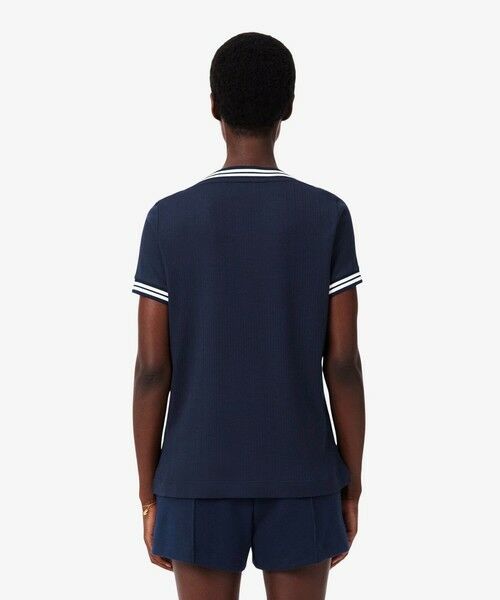 LACOSTE / ラコステ Tシャツ | フランスメイド レース調リブニットボーダー ボートネックTシャツ | 詳細12