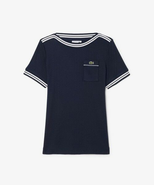 LACOSTE / ラコステ Tシャツ | フランスメイド レース調リブニットボーダー ボートネックTシャツ | 詳細13