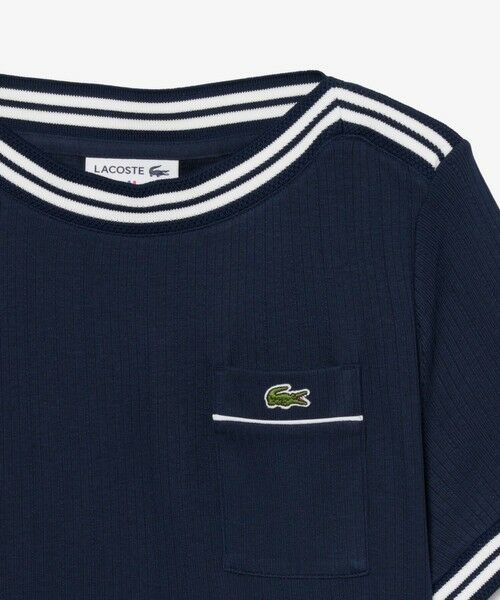 LACOSTE / ラコステ Tシャツ | フランスメイド レース調リブニットボーダー ボートネックTシャツ | 詳細14