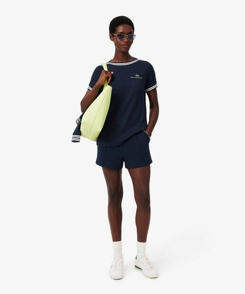 LACOSTE / ラコステ Tシャツ | フランスメイド レース調リブニットボーダー ボートネックTシャツ | 詳細15