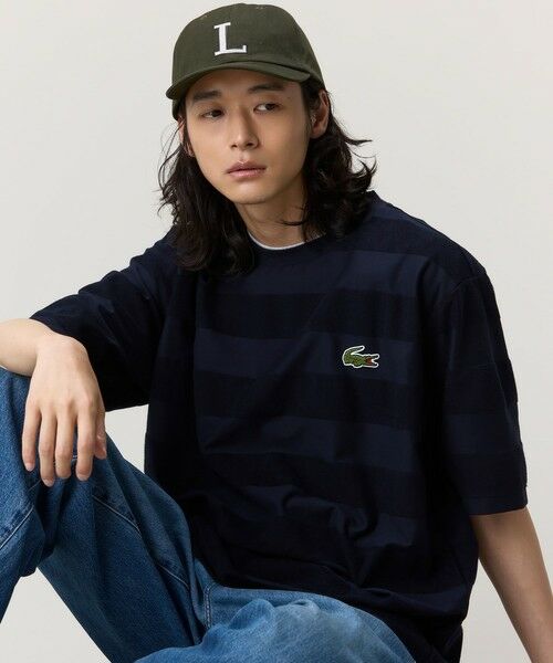 LACOSTE / ラコステ Tシャツ | オーバーサイズ パイル地切り替え同色ボーダーTシャツ | 詳細3
