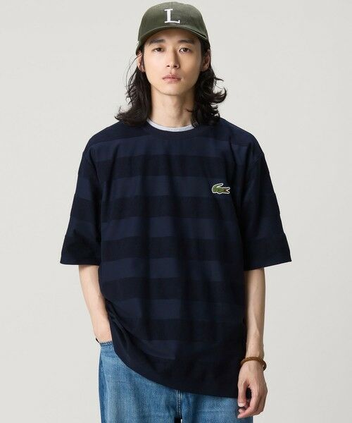 LACOSTE / ラコステ Tシャツ | オーバーサイズ パイル地切り替え同色ボーダーTシャツ | 詳細4