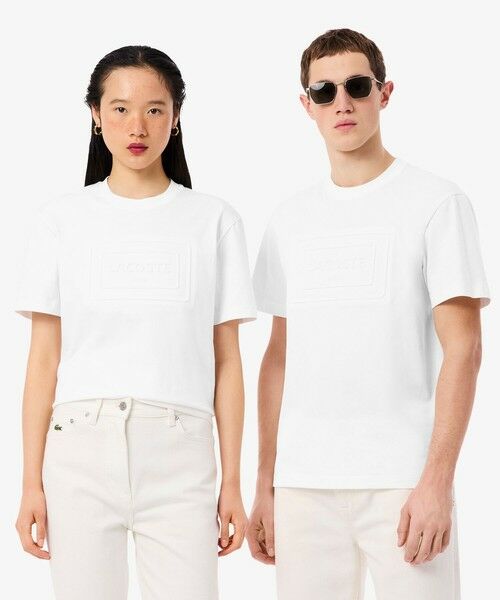 LACOSTE / ラコステ Tシャツ | エンボスパリロゴ クルーネックTシャツ（オフホワイト）