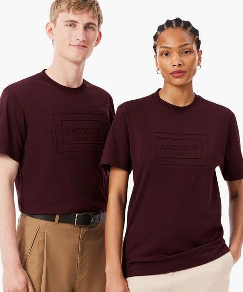LACOSTE / ラコステ Tシャツ | エンボスパリロゴ クルーネックTシャツ(バーガンディー)