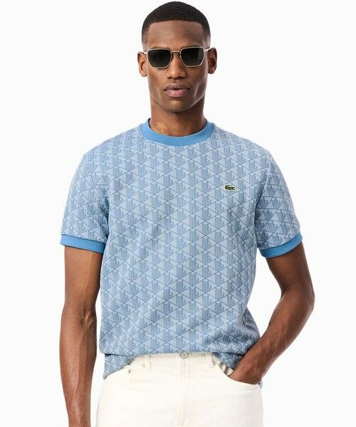 LACOSTE / ラコステ Tシャツ | モノグラムジャカードTシャツ（ライトブルー）