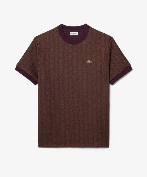 LACOSTE / ラコステ Tシャツ | モノグラムジャカードTシャツ(ダークブラウン)