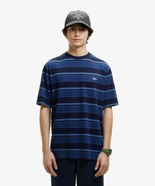 LACOSTE / ラコステ Tシャツ | インディゴボーダー Tシャツ(ダークインディゴブルー)