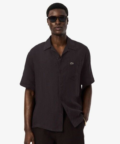 LACOSTE / ラコステ シャツ・ブラウス | リネンオープンカラーシャツ（ブラウン）