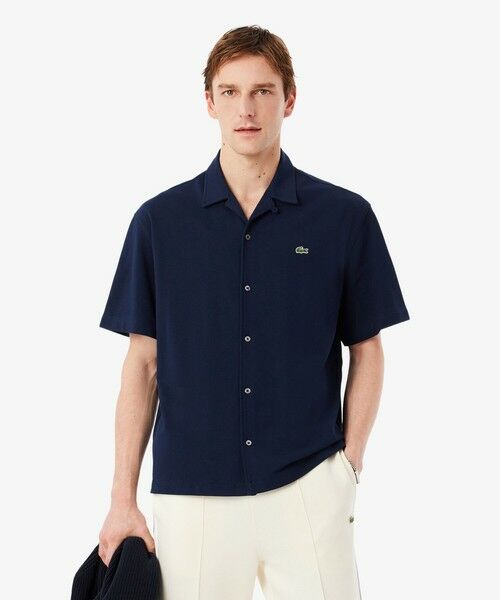 LACOSTE / ラコステ シャツ・ブラウス | 鹿の子地オープンカラーシャツ（ネイビー）