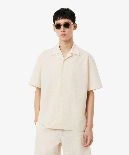LACOSTE / ラコステ シャツ・ブラウス | シアサッカーオープンカラーシャツ（オフホワイト）