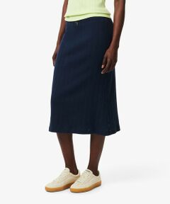 LACOSTE / ラコステ ミニ・ひざ丈スカート | ブランドネームロゴレースモチーフ透かし編みニットミディスカート