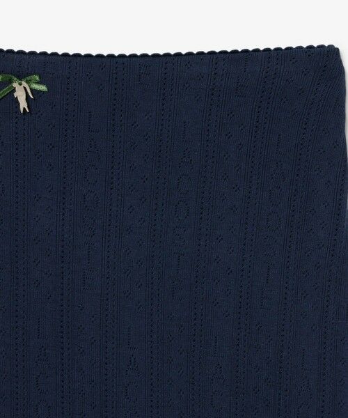 LACOSTE / ラコステ ミニ・ひざ丈スカート | ブランドネームロゴレースモチーフ透かし編みニットミディスカート | 詳細7