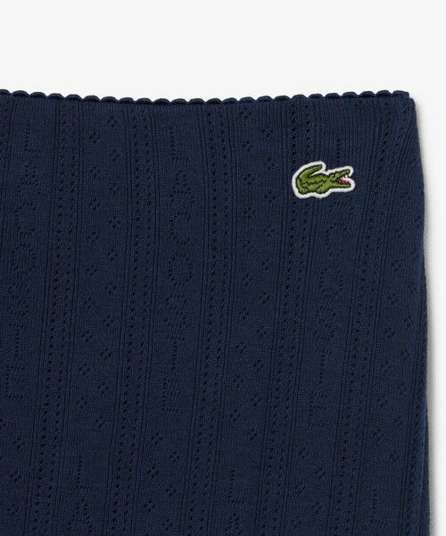 LACOSTE / ラコステ ミニ・ひざ丈スカート | ブランドネームロゴレースモチーフ透かし編みニットミディスカート | 詳細8