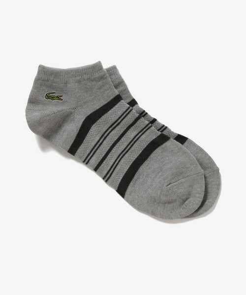 LACOSTE / ラコステ ソックス | メッシュ切り替えボーダーくるぶし丈ソックス 25-27cm（グレー）