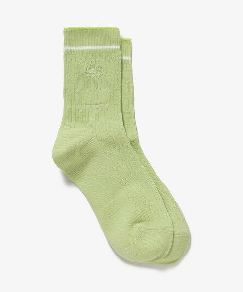 LACOSTE / ラコステ ソックス | 配色ラインケーブルニットソックス（ライム）