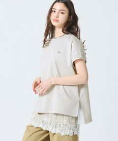 LACOSTE / ラコステ Tシャツ | 【オンライン限定】LACOSTE ルーズフィット フレンチスリーブ サイドスリット クルーネックTシャツ