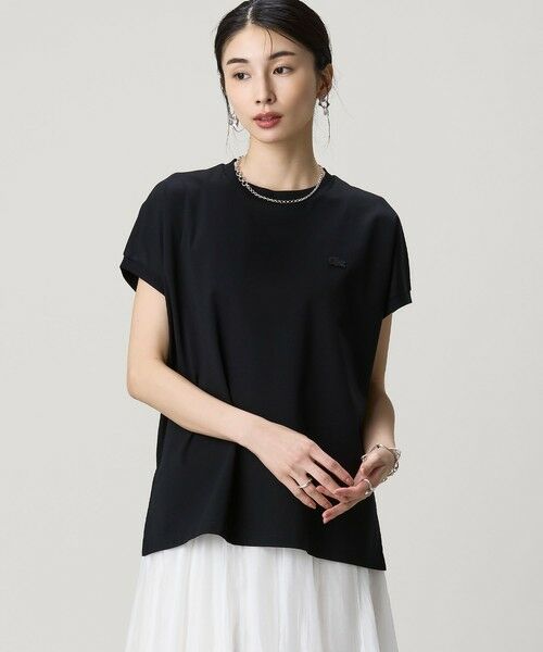 LACOSTE / ラコステ Tシャツ | 【オンライン限定】LACOSTE オーバーサイズ フレンチスリーブ サイドスリット クルーネックTシャツ | 詳細1