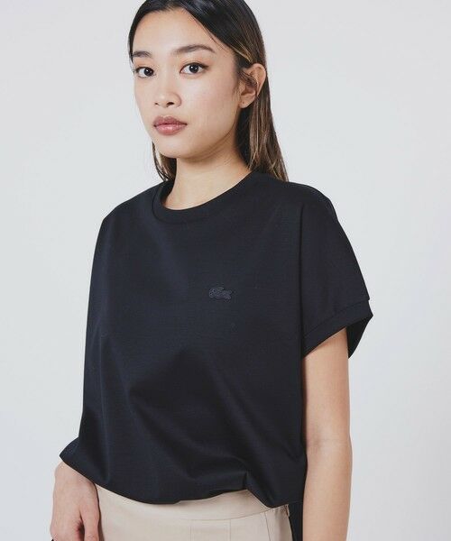 LACOSTE / ラコステ Tシャツ | 【オンライン限定】LACOSTE ルーズフィット フレンチスリーブ サイドスリット クルーネックTシャツ | 詳細1