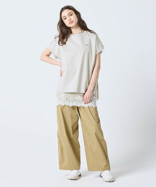 LACOSTE / ラコステ Tシャツ | 【オンライン限定】LACOSTE オーバーサイズ フレンチスリーブ サイドスリット クルーネックTシャツ | 詳細15