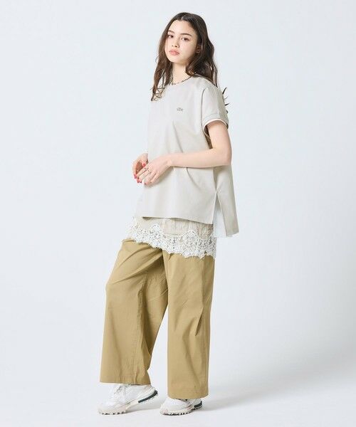 LACOSTE / ラコステ Tシャツ | 【オンライン限定】LACOSTE オーバーサイズ フレンチスリーブ サイドスリット クルーネックTシャツ | 詳細17