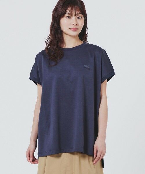 LACOSTE / ラコステ Tシャツ | 【オンライン限定】LACOSTE ルーズフィット フレンチスリーブ サイドスリット クルーネックTシャツ（ダークアッシュ）