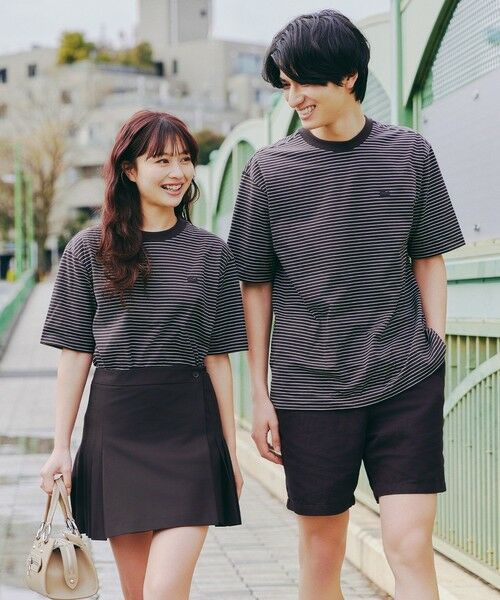 LACOSTE / ラコステ Tシャツ | 【オンライン限定】LACOSTE  ボーダー リンガーネック 半袖Tシャツ（ブラウン）