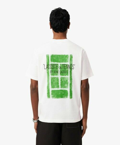 LACOSTE / ラコステ Tシャツ | テニスコートバックプリントTシャツ（オフホワイト）