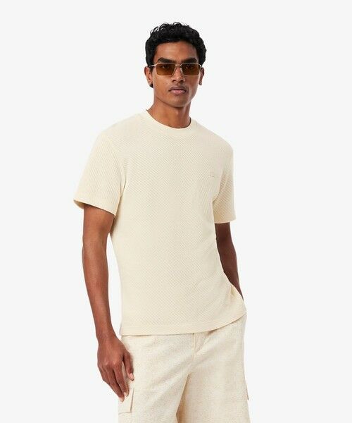 LACOSTE / ラコステ Tシャツ | コットンメッシュニットTシャツ（オフホワイト）
