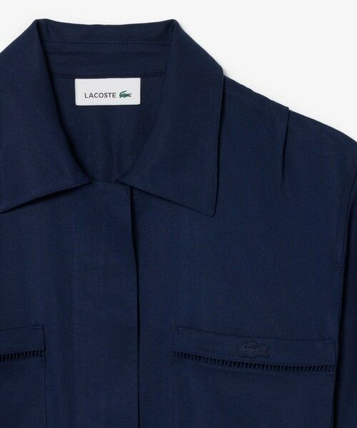 LACOSTE / ラコステ ミニ丈・ひざ丈ワンピース | リヨセル×リネンブレンド ウエストシャーリング シャツドレス / シャツワンピース | 詳細6