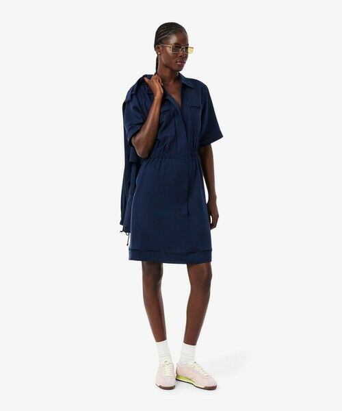 LACOSTE / ラコステ ミニ丈・ひざ丈ワンピース | リヨセル×リネンブレンド ウエストシャーリング シャツドレス / シャツワンピース | 詳細8