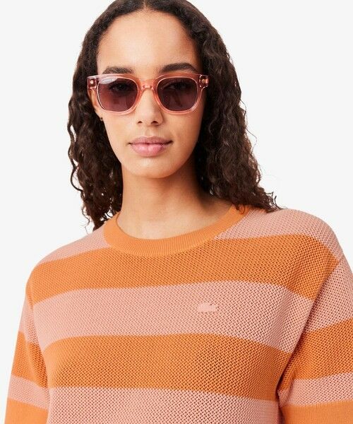 LACOSTE / ラコステ ミニ丈・ひざ丈ワンピース | ボーダーメッシュニットドレス / ニットワンピース | 詳細7
