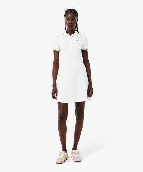 LACOSTE / ラコステ ミニ丈・ひざ丈ワンピース | 配色ライン レーヨンブレンドポロドレス / フレアワンピース | 詳細1
