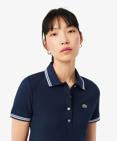 LACOSTE / ラコステ ミニ丈・ひざ丈ワンピース | 配色ライン レーヨンブレンドポロドレス / フレアワンピース | 詳細8