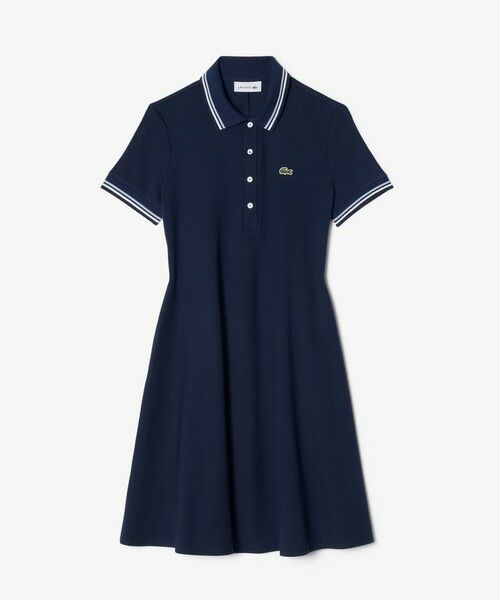 LACOSTE / ラコステ ミニ丈・ひざ丈ワンピース | 配色ライン レーヨンブレンドポロドレス / フレアワンピース | 詳細10