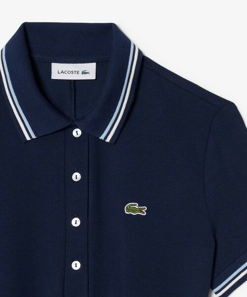 LACOSTE / ラコステ ミニ丈・ひざ丈ワンピース | 配色ライン レーヨンブレンドポロドレス / フレアワンピース | 詳細11