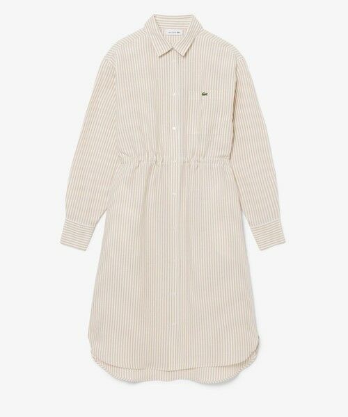 LACOSTE / ラコステ ミニ丈・ひざ丈ワンピース | リネン×リヨセルブレンド ウエストドロストシャーリング ストライプシャツドレス / シャツワンピース | 詳細6