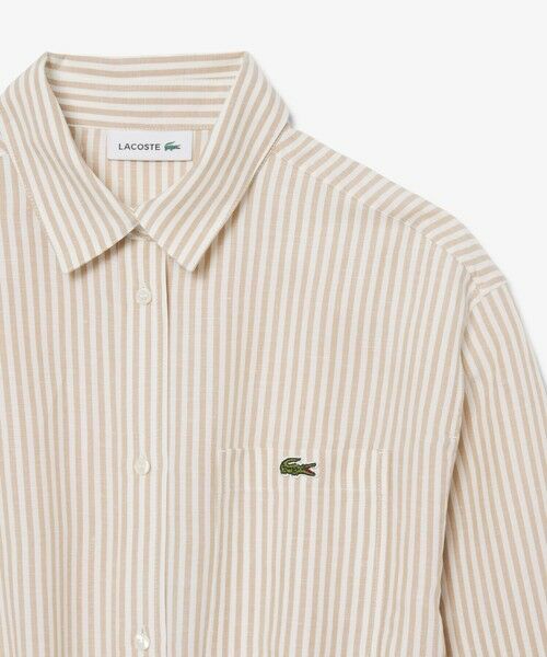 LACOSTE / ラコステ ミニ丈・ひざ丈ワンピース | リネン×リヨセルブレンド ウエストドロストシャーリング ストライプシャツドレス / シャツワンピース | 詳細7