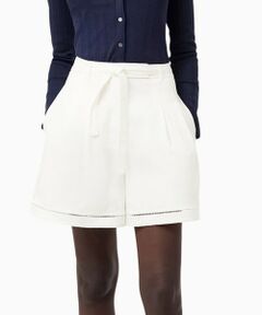 LACOSTE / ラコステ ショート・ハーフ・半端丈パンツ | リヨセル×リネンブレンドベルテッドバミューダショーツ タックショーツ