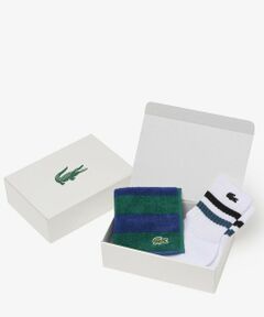 LACOSTE / ラコステ ソックス | ボーダータオルハンカチ&ラインリブショートソックスセット