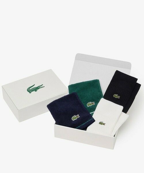 LACOSTE / ラコステ ソックス | ラインハンカチタオル& 3×2リブソックスギフトセット（グリーン）