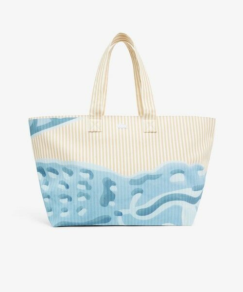 LACOSTE / ラコステ トートバッグ | サマーパック ストライプ＆ワニロゴプリントトートバッグ（ナチュラル）
