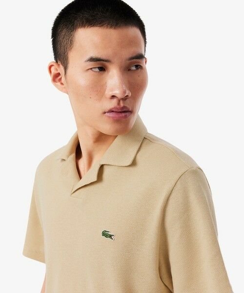 LACOSTE / ラコステ ポロシャツ | コットン×リネン オープンカラーネックポロシャツ（ベージュ）