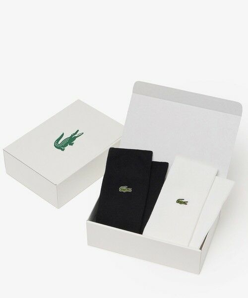LACOSTE / ラコステ ソックス | ワニロゴ 1×1リブソックス2足セット（ホワイト×ブラック）