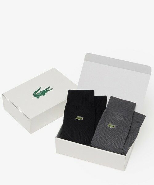 LACOSTE / ラコステ ソックス | ヘリンボーンニットソックス2足セット（ブラック×グレー）