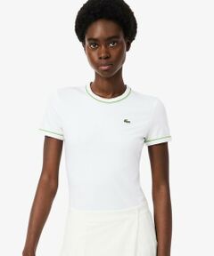 LACOSTE / ラコステ Tシャツ | レーヨンブレンドトリム 配色ライン半袖Tシャツ